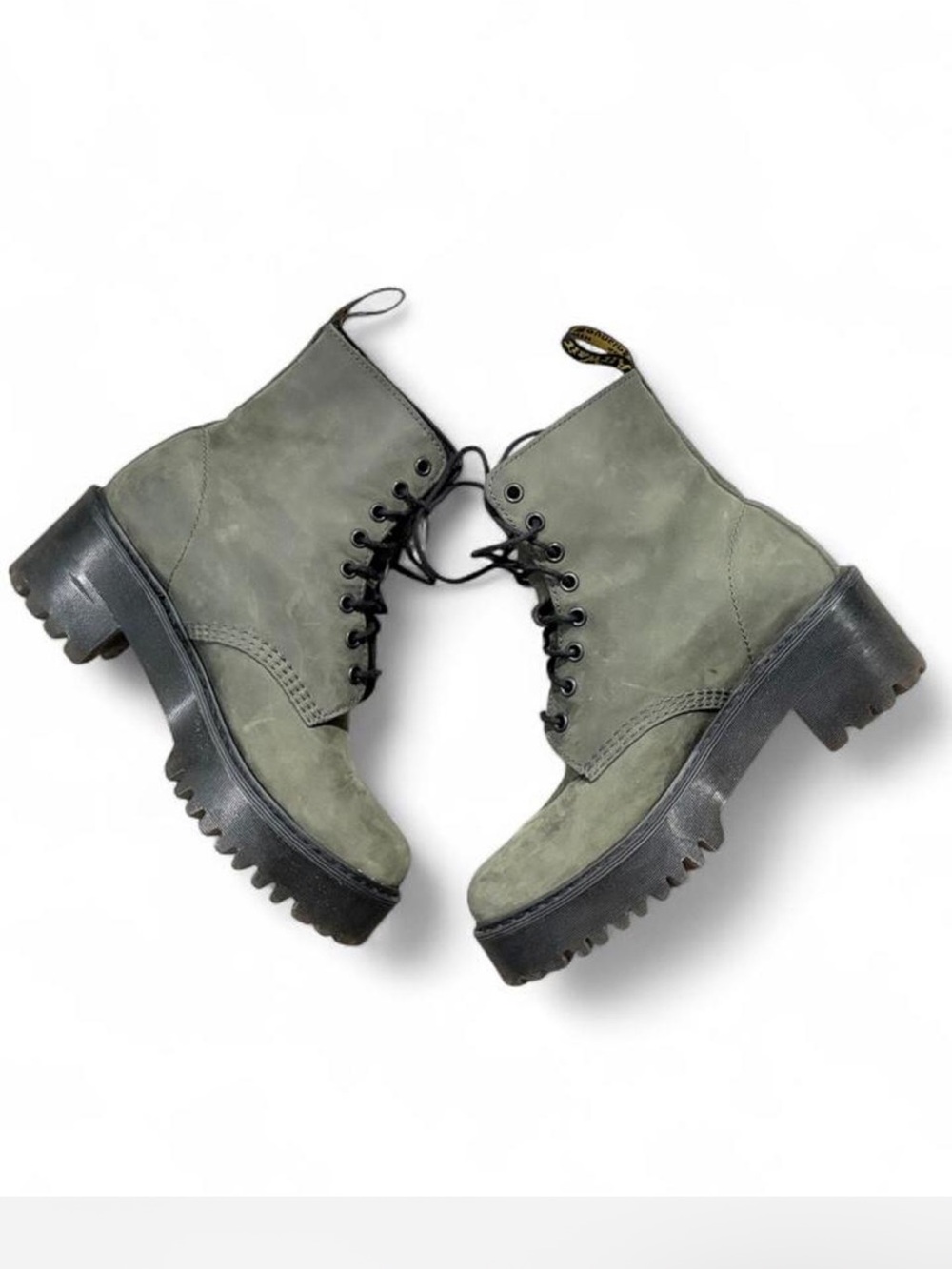 Dr. Martens Olive Green Shriver suede Lace-Up Lug Sole Boots